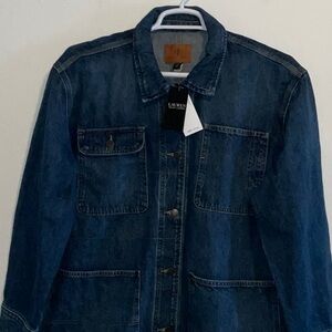 LAUREN RALPH LAUREN BLUE DENIM CHORE COAT JACKET PLUS SIZE 2XL NWT